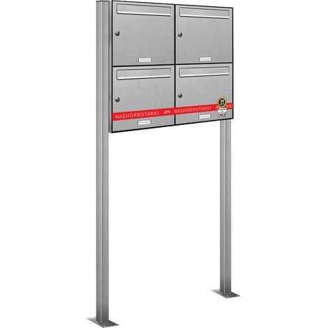 4er Edelstahl Standbriefkasten Anlage Freistehend (1/5)