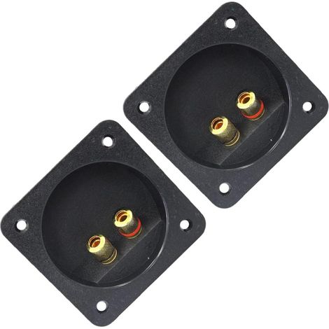 Boîtier de Connexion pour Haut-Parleur 2 Voies 80x80mm en Abs Noir, Bornier à Vis Facile à Installer, pour Murs Durs et Enceintes DIY, Lot de 2 Pièces (1/5)