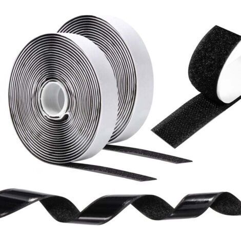 Double Sided Scratch Sticker 10 m x 20 mm, Strong Adhesive Scratch Tape, Self Adhesive Scratch Tapes for Photo Frames, Mosquito Nets, Carpets, DIY Black (1/5)