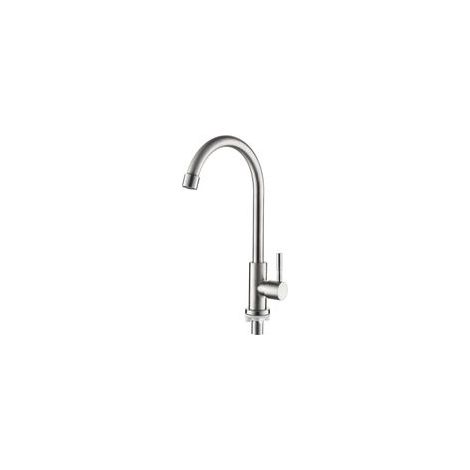 Robinet de cuisine, eau froide uniquement, mitigeur inox, levier unique, 360° pivotant pour économie d’eau (1/5)