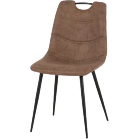 Chaise simili marron avec poignée pieds métal noir (1/5)