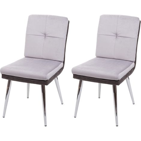 Set 2x sedie lounge sala pranzo moderno HHG-556 velluto ecopelle grigio