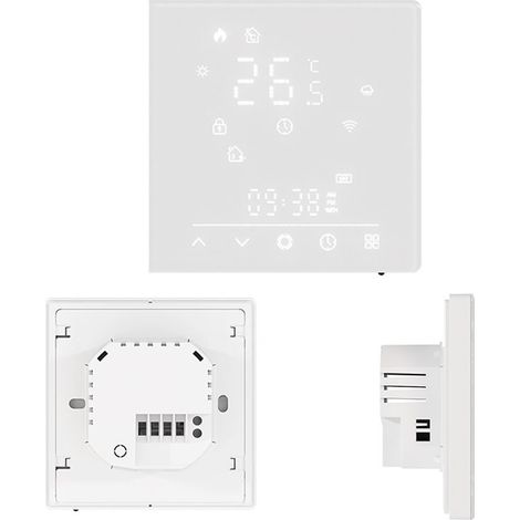 Termostato Matter WIFI 2.4G TUYA, Smart Life, Apple Google Home, Alexa, SmartThings Quadrata Compatibile Con Scatola 502 Riscaldamento Caldaia a Gas Bianco 5A 95-240V IP20