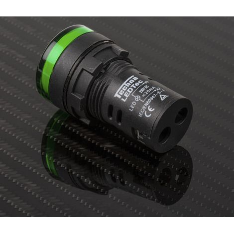 Rs Pro – Voyant lumineux LED vert 230V c.a. – Ø découpe 22mm – Indice de protection IP65 – Montage panneau pour environnements humides