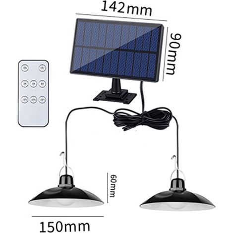 Lampe Suspendue Solaire - 60 LED Double Tête - Éclairage Jardin Extérieur/Intérieur - 400 Lumen - IP44 - Blanc/Chaud - Marche/Arrêt Automatique - 1 Pièce