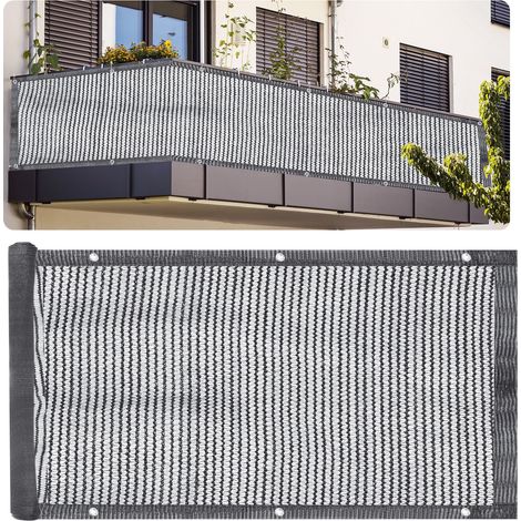 Unique Bargains - Pantalla para balcón de 90 x 300 cm (3 pies x 10 pies) - 90 % de privacidad - Tela de sombra para cercas y barandillas exteriores - Gris oscuro (1/5)