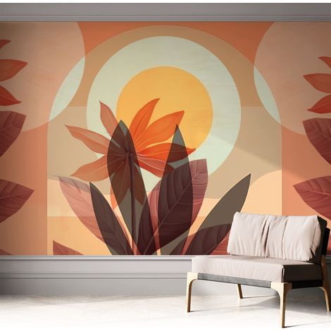 Tapete Selbstklebend - abwaschbar - Tapete mit Motiv - trendige Wanddeko - elegant Fototapete Blumenabstraktion 312x219 cm (1/5)