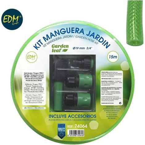 EDM-Gartenschlauch - Durchmesser 19 mm - 15 m - UV-beständig mit Zubehör