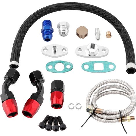 Ligne d'alimentation et retour d'huile turbo AN10 avec adaptateur bride kit pour T3 T4 GT35 T70 T66 (1/3)