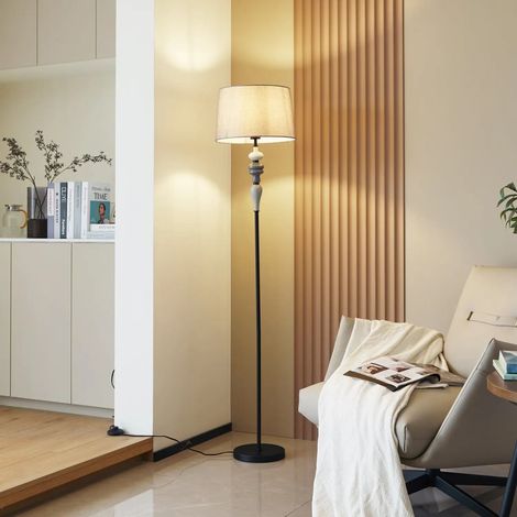 [GEBRAUCHT] B-Ware Lindby Stehlampe Bodenleuchte Haldorin Grau Schwarz Textil Metall Wohnzimmer