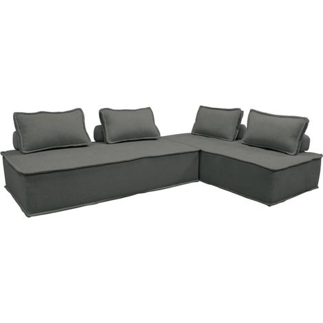 sweeek - 2er-Set 2-Sitzer Sofas für eine modulare Sitzgruppe, Stoff, Dunkelgrau (1/5)