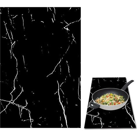 Tapis de protection pour plaque à induction en silicone résistant à la chaleur pour cuisinières électriques, lavable et recyclé (noir marbré) 52 x 78 cm (1/5)