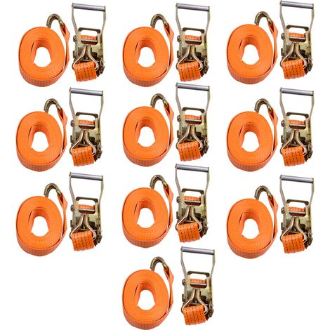 Maxpeedingrods – Lot de 10 sangles à cliquet 5000kg – Sangle de serrage 6m x 50mm – Boucles renforcées pour arrimage sécurisé – Polyester résistant à l'usure