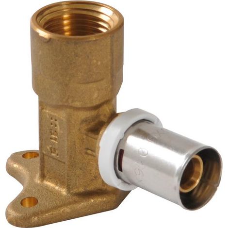 Nicoll – Coude applique multicouche à sertir femelle Ø16-1/2 – Raccord laiton – Sertissage TH – Joint diélectrique pour étanchéité (1/2)