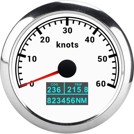 Compteur De Vitesse 3-en- pour Voiture Et Moto Affichage Numérique Blanc Écran LCD Résistant a L’Eau Cadran en Acier Inoxydable 60 Nœuds (1/5)