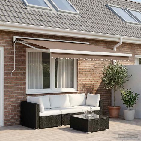Store rétractable extérieur pour terrasse et jardin métal et tissu taupe 300 x 250 cm - PANGIVO (1/4)