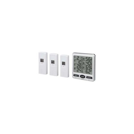 Crezuo 8-Kanal 433 MHz Digitales LCD-Funk-Thermo-Hygrometer für den Innen- und Außenbereich mit drei Fernsensoren und Komfortpegel-Alarmfunktion (1/4)
