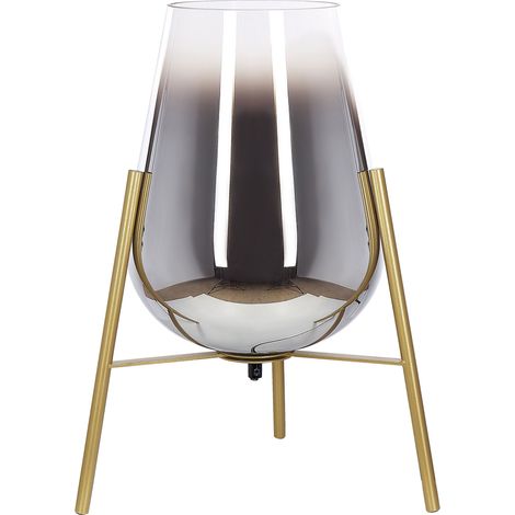 Lámpara de mesa de metal dorado 44 cm pantalla vidrio escritorio sala de estar Mena