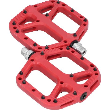 Fahrradpedale aus verstärktem Nylon, breiter, komfortabler Hochgeschwindigkeits-Lager, Fahrradzubehör, Rot (1/5)