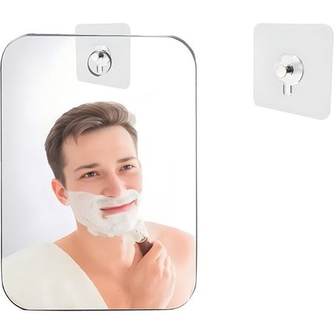 Specchio da doccia antiappannamento 17 × 13 cm, specchio da barba infrangibile da appendere per bagno e viaggi, 1 pezzo (1/5)