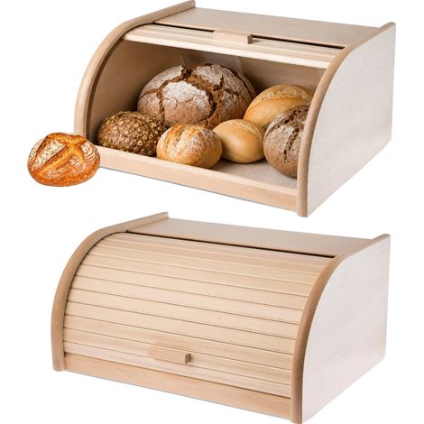 Boîte à pain en bois, rangement polyvalent, design élégant, Marron (1/5)