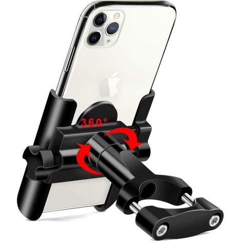 Einteilige Fahrrad-Handyhalterung, 360° drehbare Motorrad-Handyhalterung, Handyhalterung aus Aluminium für Fahrräder/Motorräder, universelle Fahrradlenkerhalterung für Smartphones (schwarz) (1/5)