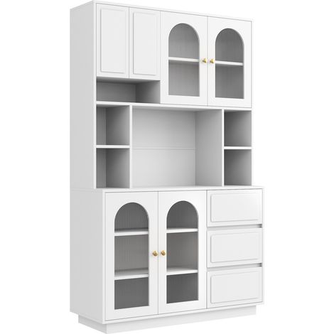 Credenza alta da cucina con ante ad arco in acrilico e LED APP 106x30x175 cm (1/5)