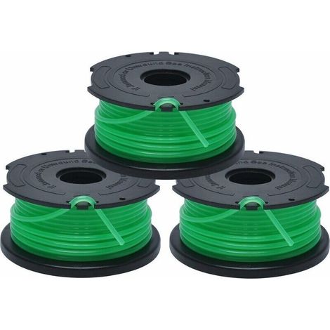 Replacement Spools for String Trimmers, Automatic Feed Spool, 3 x 6m of Heavy-Duty Nylon Line, 2mm Diameter Line, Fontainebleau, Pack of 3, Green (1/4)
