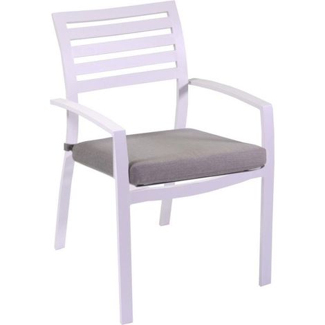 Poltrona alluminio Boston bianco con cuscino grigio (1/5)