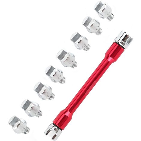 Llave para radios de motocicleta CNC, 5,0-6,8 de longitud, 93 mm/3,7 pulgadas, para la mayoría de las motocicletas, color rojo (1/5)