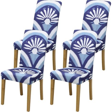 Stuhlbezüge 4er Set, Stretch, waschbar, Indigo, für Esszimmer & Küche (1/5)