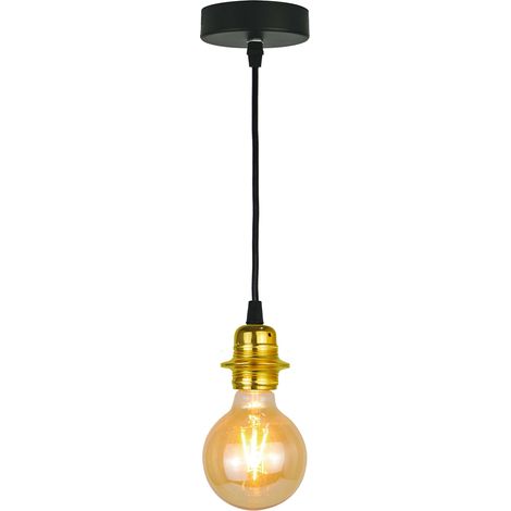 Lampe suspension design or en métal doré Compatible ampoule LED E27 (1/3)