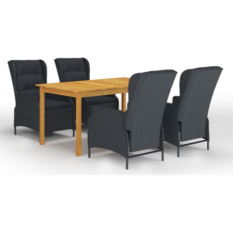 Juego de comedor para jardín de 5 piezas gris oscuro vidaXL (1/5)