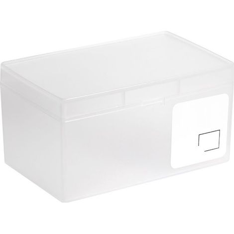 [Boîte de rangement] Organisateur de bureau plastique pour cartes et cosmétiques avec couvercle 15.5x9.8x8.2cm, pour bureau et dortoir étudiant - Capacité spacieuse, solide et durable (1/5)