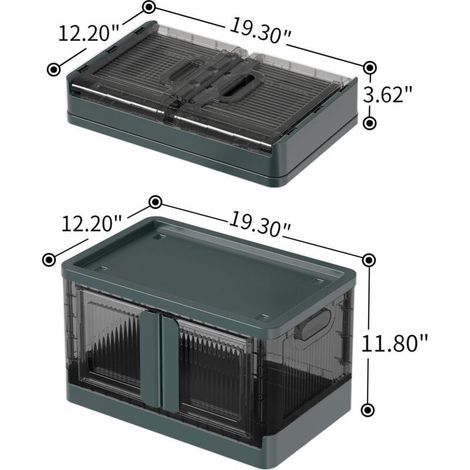 Boîte de rangement plastique 32L – Pliable avec couvercle et 4 roulettes – Empilable pour vêtements et jouets – Dimensions 49x31x30cm (1/5)