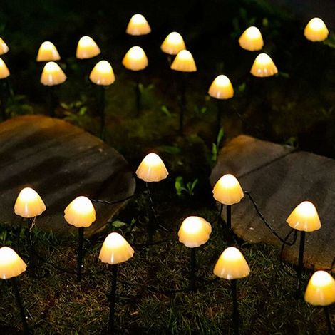 Solar garden light, 6.5 m 30 LED mushroom fairy tale light pole, outdoor channel lighting, decorative lawn, terrace, festoon, summer party (1/5)