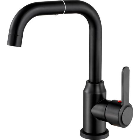 Robinet de cuisine eau chaude et froide noir haut de gamme, pivotant à 360 ° dans les deux sens, robinet d'évier de cuisine à une poignée, acier inoxydable 304