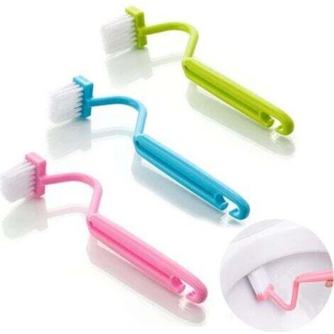 3 Pièces Brosse Toilettes Brosse Toilette WC Rebord de Nettoyage Courbé en Plastique pour Les Coins de Toilettes (1/4)