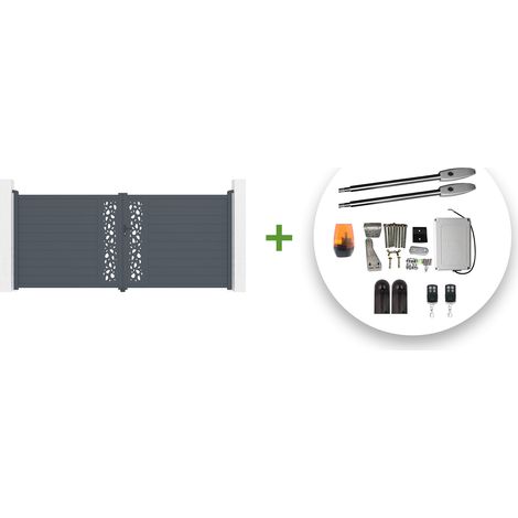 Portail battant électrique SUNNY 400x180cm gris + Motorisation TANKER B250 (1/5)