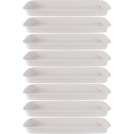 Plateaux de Drainage Rectangulaires Lot de 8 en Plastique pour Pots de Fleurs Bac Réservoir d'eau Adapté aux Plantes d'Appartement et Extérieures (1/5)