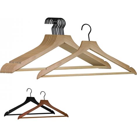 Lot de 10 cintres 44.5 cm pour vêtements adulte premium avec crochet pivotant à 360° - Bois clair - Vivezen