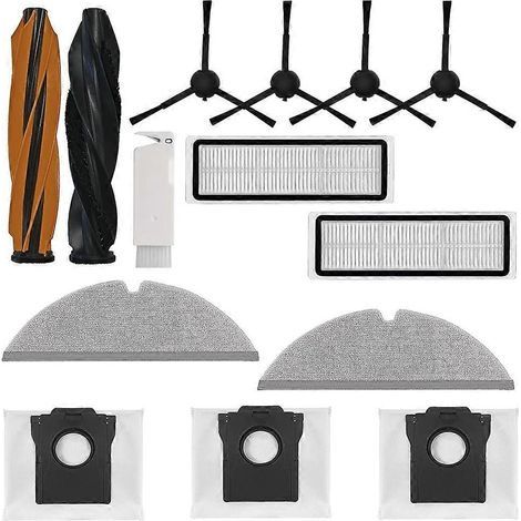 14 pièces de rechange pour aspirateur robot Dreame D20 Plus : brosses latérales principales, filtres, lingettes de nettoyage et sacs à poussière. (1/5)