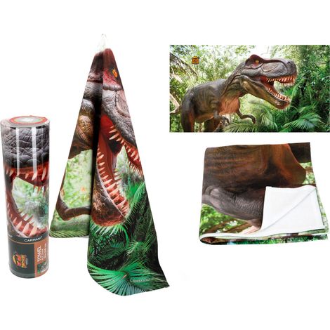 Asciugamano da bagno per bambini con dinosauri, piccolo, in morbido cotone, carmani (1/3)