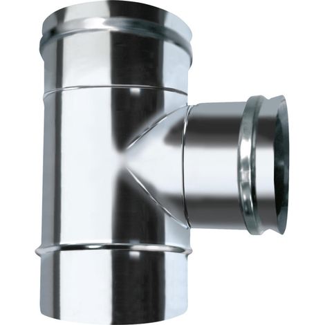 Raccordo a T a parete singola in acciaio inox da 200 mm Condotto canna fumaria per stufe e caminetti a pellet (1/5)