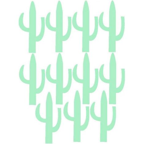 Ensemble de 13 stickers muraux cactus lumineux amovibles pour chambres et chambres d'enfants. (1/5)
