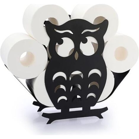 Toilettenpapierrollenhalter Metall-Papierhalter Eulenförmiger Papieraufbewahrung für das Badezimmer (Schwarz) (1/5)