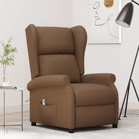 vidaXL Sillón orejero reclinable eléctrico tela marrón (1/5)