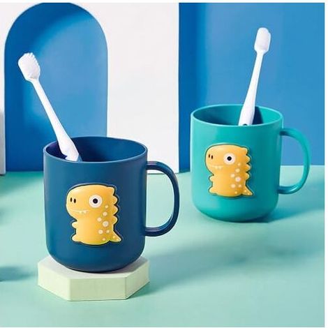8.5x9.5cm Bathroom Tumbler, 2 Pack Toothbrush Holder, Dinosaur Toothbrush Cup, Durable Plastic Tumbler, for Boys Girls Daily Use