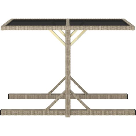 Table de jardin，Table d'extérieur Beige 110x53x72 cm Verre et résine tressée CFW39970 (1/5)