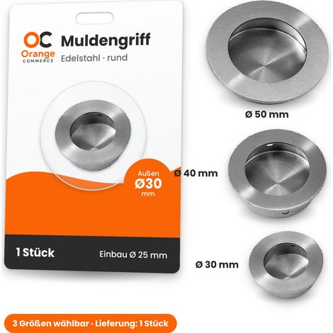 Muldengriff Griffmulde Muschelgriff Edelstahl Möbelgriff Griffmuschel Griff 30 mm
